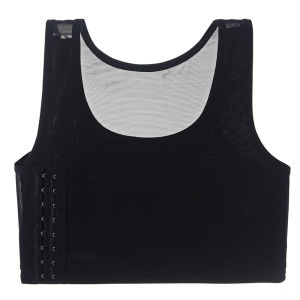 Womens Sports Bra Underwear Tight Fit Chest Reducing Vest Short Style Zipper Anti Shock Invisible Trace Small Size Enhancement