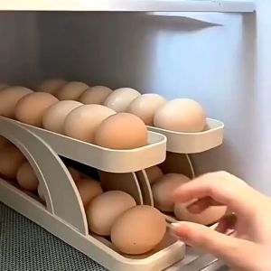 Baki Telur Kulkas Kotak Penyimpanan Telur Bergulir Otomatis Pemisah Telur Rumah Tangga 2 Tingkat - Sejahtera Selalu Shop