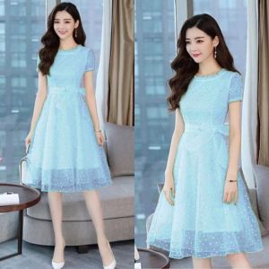 DRESS BRUKAT NATAL EDISI WARNA BIRU DRESS CHRISTMAS SKYBLUE GAUN PESTA KONDANGAN SERAGAM PERNIKAHAN BRIDESMAID DRESS zh