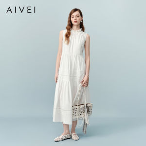 AIVEI | Summer New White Dress Holiday Style Sleeveless