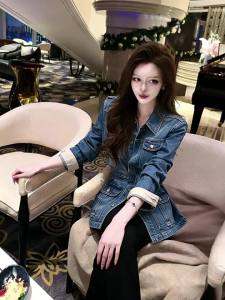 QFN | Trendy Popular Retro High Class Waist-Cinching Denim Jacket
