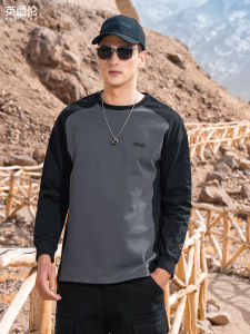 Enjeolon | Heavyweight Pure Cotton Color-block Mens Long Sleeve T-Shirt 270G