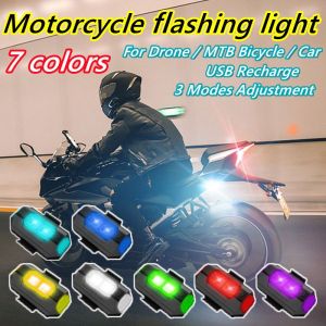 【NEW WATERPROOF】7 Color Rechargeable Flashing Aircraft Light For motorcycle Bike Tail Light Modified Drones Bicycle Night Flight Lights