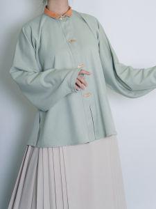 Menchunxue Hanfu YunShu Collar Short Shirt Ming Dynasty Style Daily Commute Spring Autumn Winter Long Sleeve Polyester Fiber