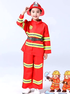 【Ready Stock】【Malaysia Ship】Fireman Costume for Kids Boys Firefighter Career Uniform Work Cosplay School Performance Costumes