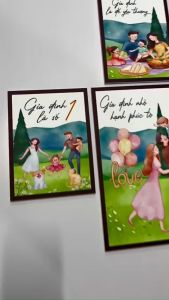 bộ 6 bức tranh cha mẹ gia đình vợ chồng dán tường trang trí nhà cửa đa dạng mẫu formex dày 5mm có sẵn keo tranh treo tường decor phòng khách phòng ngủ phòng trọ