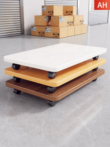 WUBUWEI | Thick Wooden Transport Cart 4 Wheels Swivel Wheels Quiet