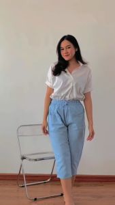 Celana Pendek 7/8 Wanita Katun Linen Premium Celana Wanita Amora Nhm
