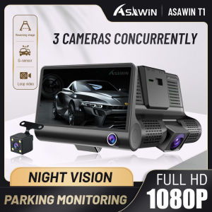 Asawin T1 Fhd 1080P 3 Camera Dash Camera 3 Ways Car Camera Front And Rear Inside 3 Channels Car Monitoring For Taxi Uber