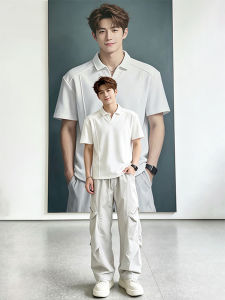 Men Summer V-Neck Polo Shirt Boxy Style