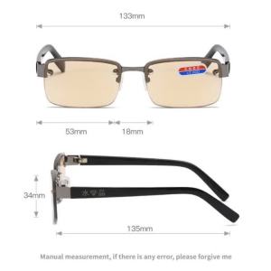 Kính Đọc Sách Nửa Khung Giả Pha Lê Dành Cho Nam Giới Kính Mắt Lão Thị Diopter +1.0 Đến +4.0 Phong Cách Cổ Điển Ống Kính Trong Suốt Khung Hình Chữ Nhật