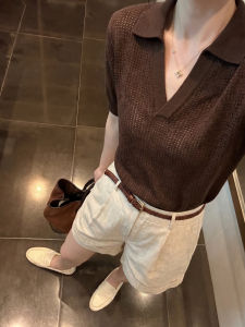 YUANYA | Elegant Lacy Short Sleeve T-shirt Summer Casual Loose V-neck Polo Shirt
