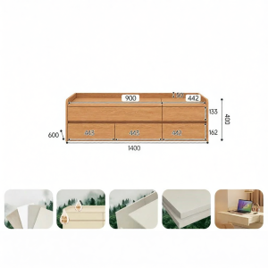Extendable Top Desk with Storage Bay Window Cabinet