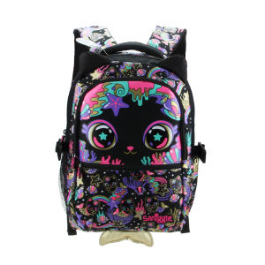 Australia Original High Quality Smiggle Childrens Schoolbag Female Cute Shoulder Backpack Black Cartoon Cat Stationery 16 Inch