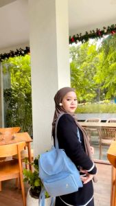 Bayar di Tempat COD Tas Ransel Serut Bahan Kanvas KANTONG Depan Ukuran Medium tas punggung wanita