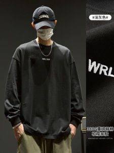 Long Sleeve Cotton T-Shirt Mens Spring Autumn New Style Embroidered Letter Printed Base Layer White Pure Cotton Top