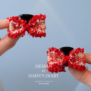 เข็มขัดผ้าพันคอผีเสื้อสีแดงสำหรับเด็ก เครื่องประดับผมแบบหนีบหน้ากันสำหรับเด็กผู้หญิง ปีใหม่ ทรงหางม้า ด้านหน้า เครื่องประดับผมสำหรับเด็ก