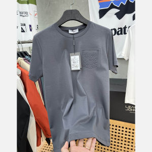 เสื้อยืดคอกลมแขนสั้นผ้าคอตตอนผสมไนโตรเจนสำหรับผู้ชาย ระบายอากาศได้ดี ดูดซับเหงื่อ ผ้าฝ้ายมันเงา 2 ด้าน ทรงหลวม แฟชั่นฤดูร้อน