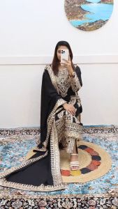 [PRE-ORDER] Ready Made Pure Chinnon Silk With Heavy Embroidery Suit  (10-15days delivery)