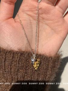 Sunny Zoo Free Poet Magma Color Collision Heart Necklace Simple Texture Sensation Minimalist Clavicle Chain Jewelry Accessory