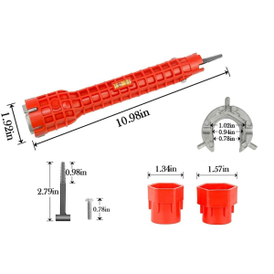 14 in 1 Faucet and Sink Installer Multifunctional Wrench for Bathrooms Kitchens Sinks and Toilets (Red)