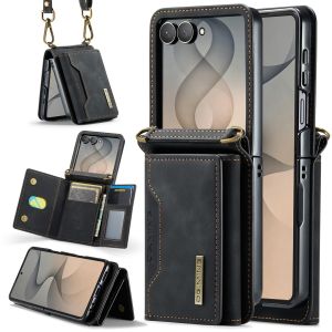 Ví Điện Thoại Đeo Chéo Bằng Da Cho Samsung Galaxy Z Flip Có Nắp Bảo Vệ Từ Tính Và Ngăn Đựng Thẻ