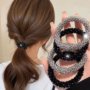 Phong cách Hàn Quốc đính pha lê hairband cho phụ nữ đàn hồi dây buộc tóc cho tóc đuôi ngựa cao sáng bóng rhinestone vòng đeo tay