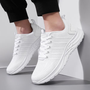 Mens Pure White Running Shoes 2025 New Style Breathable Thin Mesh Sports Sneakers Lightweight Anti-slip Casual Summer