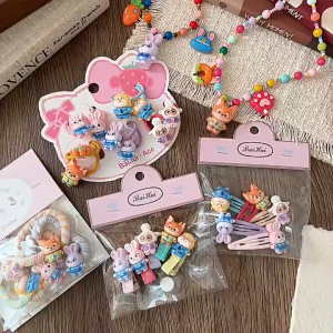 Zootopia Judy Nick Cute Cartoon Resin Childrens Pair Hair Tie Hair Tie Girls All-Inclusive Animal City Press Clip Hair Clip Pendant Necklace