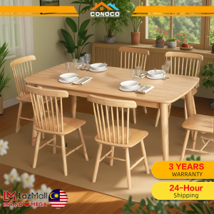 CONOCO  Solid Wood Dining Table Modern Simple Light Luxury Small-Sized Apartment Household Dining Table 實木餐桌