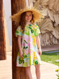 PPTOWN | Girl Floral Princess Dress Bubble Sleeve