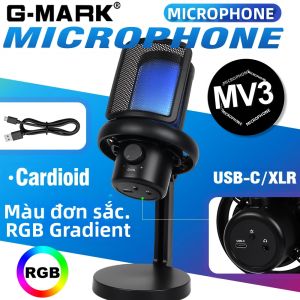 Micrô Điện Dung USB G-MARK Micrô Có Dây Cho Máy Tính Có Đèn Báo RGB Tắt Tiếng Nhanh Để Phát Trực Tuyến Video Podcast - Cardioid