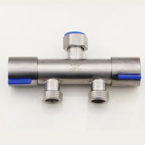 Stainless Steel Dual Head Water Outlet Dual Valve Faucet Washing Machine Faucet Splitter One In Two Out Dual Water Outlet Faucet