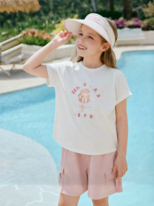 XIANGYING | White Printed Loose Cotton Summer New T-Shirt for Big Girls