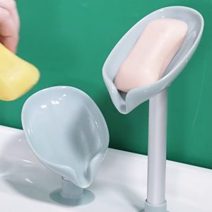 Khay đựng xà phòng thoát nước dọc chân đế hút chân không hình lá sen cho nhà tắm sang chảnh - LIFE STORE