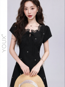 YOUXIANG | Đầm A-Line Ôm Phong Cách Retro Pháp In Hoa