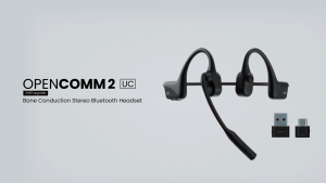 Shokz C120 OpenComm 2 UC Wireless Bone Conduction Bluetooth Stereo Computer Headset with Boom Mic USB-A/USB-C adapter | Noise Cancelling Mic Compatible with PC/Mac | 16H Talk Time | Type-C Charging Type | With Microphone Support