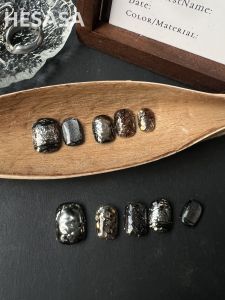 Hesasa Minimalist High-End Feeling Nail Art Sequins Finished Handmade Wearable Nail Tips Hippie Style Gentle Color Series