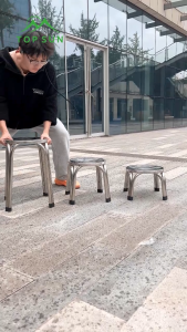 Modernเก้าอี้สแตนเลส เก้าอี้กลางแจ้ง เก้าอี้ปิคนิค ทรงกลม ซ้อนเก็บง่าย ไม่เป็นสนิม สามารถรองรับน้ำหนักได้ดี มีแผ่นกันลื่นที่ขา