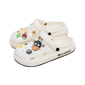 Cute Coal Ball Themed Summer Outdoor Wearable Couples EVA Beach Head Cover Slippers Womens Summer Flip Flops Casual Home Shoes