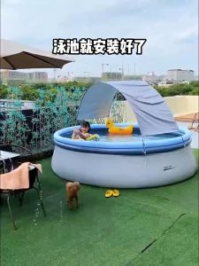 Bể bơi tròn phao bơi cho bé có mái che hồ bơi di động chất liệu PVC cao cấp chống trơn trượt nhiều kích thước dễ dàng gấp gọn di chuyển