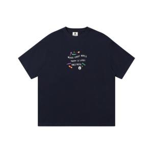 Summer Grey Candy Colored Letter Womens Short Sleeve T-Shirt Pure Cotton Retro American Style Streetwear round Neck Print Casual Top