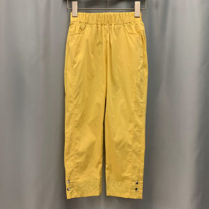 Summer Casual Straight Leg Pants Womens Thin Elastic Waist Slimming Versatile Commute Seven-Foot Pants Cotton Nylon Spandex