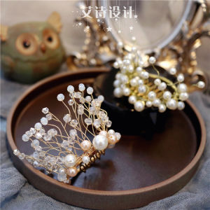 Cute Little Pearl Crystal Crown Hair Comb Princess Style Childrens Headwear Small Size Girls Hair Accessories Adorable Headband