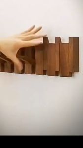 Modern Wooden Wall Hanger - Flip Hooks Piano Keys Design Entryway Organizer