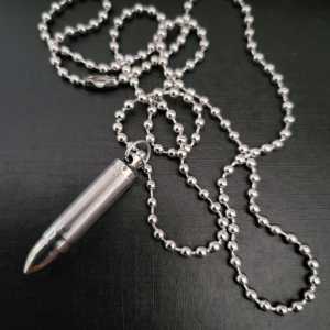 Kalung pria(Kalung Rantai Biji Lada Bandul Peluru