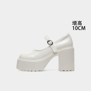 ญี่ปุ่น Ulovaizen Mary Jane รองเท้าเดี่ยว 10 ซม.เพิ่มความสูงด้านล่างหนา ผู้หญิง รองเท้า เรียบง่าย สไตล์ ระบายอากาศได้ดี Chunky Heel รองเท้าส้นสูง อินเทรนด์