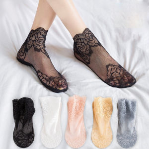 5 Pairs Women Lace Thin Transparent Socks Summer Flower Invisible Ruffle Sock Mesh Breathable Fashion Female Ankle Socks