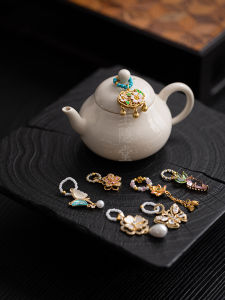 Handmade Tea Pot Cover Bowl Decorations GuYinTang Pendant Drawstring Tea Pot Cord Home Use Gongfu Tea Set Accessories Small Pendant