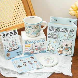 Cốc Cà Phê Sứ in Hình Chó Samoyed Dễ Thương Quà Tặng Sinh Nhật Cho Bạn Thân Quà Tặng Cho Nam Và Nữ Cốc Đựng Cà Phê Sáng 400ml